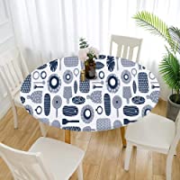 Los mejores  - Cozomiz Mantel de Elástica Ajustada Protector de Mesa con Bordes Impermeable Cubierta de Mesa Resistente a Agua Azul…